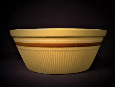 Rare Antique American Mocha Banded 8 Inch Nappy Bowl Hull Yellow Ware Mint • $150