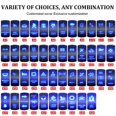 Customized 5/7Pin Rocker Switch Blue LED Laser Etched ON/Off Button For Car Boat • $9.98