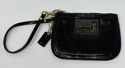 Coach Poppy Black Wristlet Wallet Gold Lettering • $23