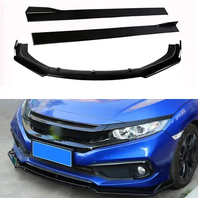 Front Bumper Lip Spoiler Splitter  Kit +Side Skirts For Honda Civic Accord Sport • £62.99