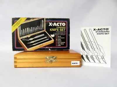 $27.99 • Buy X-Acto 5083 Standard Knife Set In Wood Case 3 Knives 17 Blades