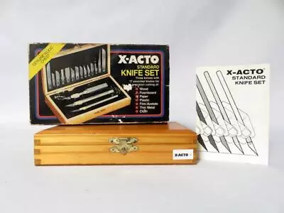 X-Acto 5083 Standard Knife Set In Wood Case 3 Knives 17 Blades • $27.99