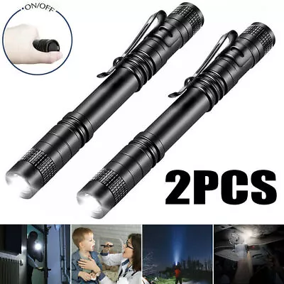 2PCS Mini Small Torch Super Bright LED Flashlight Penlight With Clip Pocket • $7.99