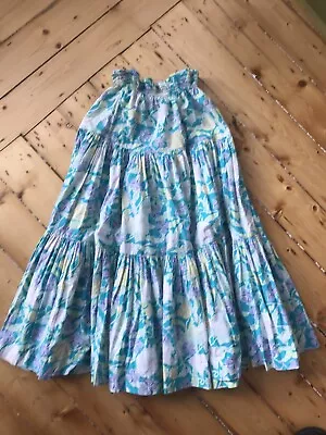 Vintage Laura Ashley Blue Lilac Yellow Tiered Gypsy Skirt Cottagecore Size S • £85