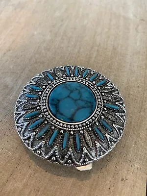 Vintage Max Factor Powder Compact Dancing Sun ~ Faux Turquoise • $25