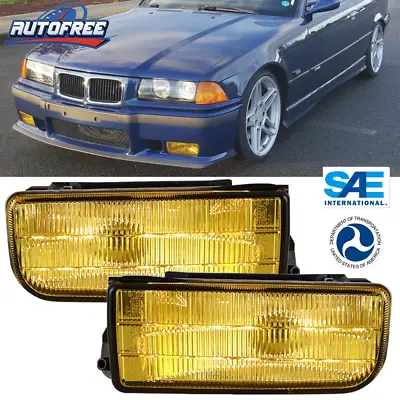 For 92-99 BMW E36 M3 3 Series 318i 323i Fog Lights Front Bumper Lamps Yellow • $37.99