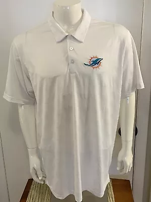 Nfl Miami Dolphins Golf Polo Shirt Antigua Wht/new Logo Mens Xl Euc Clean • $23.99