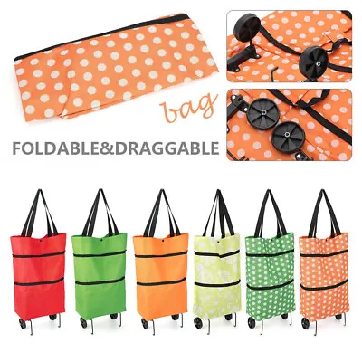 £8.19 • Buy Folding Supermarket Shopping Bag Trolley Grocery Cart On Wheels Reusable Handbag