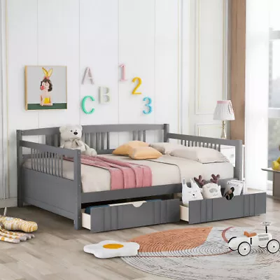 Twin/Full Size Daybed With Storage Drawers Or Trundle Wooden Platform Bed Frames • $357.99