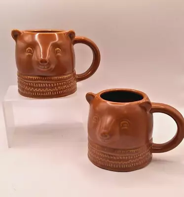 Vintage Threshold Bear Hot Chocolate Coffee Mug/Cup Set Of 2 • $18