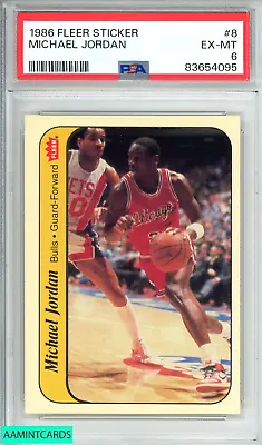 1986 Fleer Sticker Michael Jordan #8 Chicago Bulls Goat Rc Psa 6 Ex-mt • $699.99