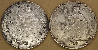 1913 & 1926 French Indochina Silver 1 Piastre - Large World Coin - HLK Coins • $3.25