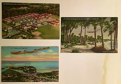 Lot Of 3 1940s WWll Military War Postcards Bombers Hospital Planes Tampa FL • $4