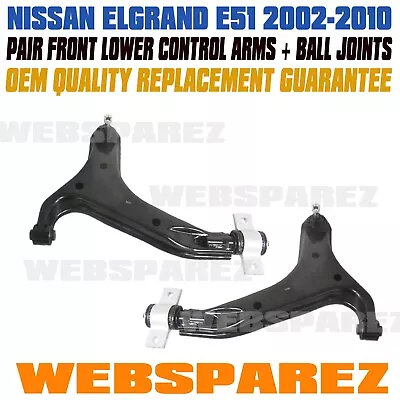 LH+RH Front Lower Control Arm Fit Nissan Elgrand E51 2002-2010 W Ball Joint Bush • $180.47