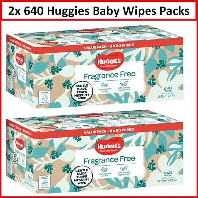 2x 640 HUGGIES Baby Wet Wipes BULK Thick Fragrance Free Gentle Absorbent Wipes • $58.90