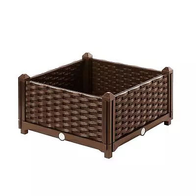 Brown Raised Flower Bed Rattan Effect Garden Fence Planter Lawn Edging Pot  • £14.99