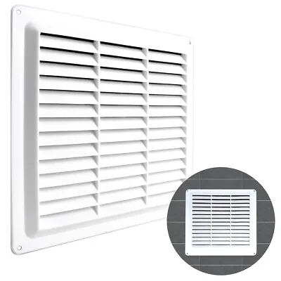 WHITE LOUVRE VENT COVER 9  X 9  Square Air Brick Grille Duct Ventilation Wall UK • £6