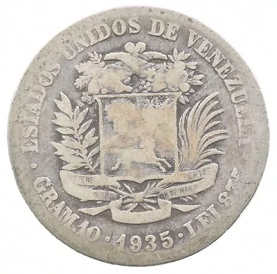 SILVER - WORLD Coin - 1935 Venezuela 2 Bolivares - World Silver Coin *581 • $4.25