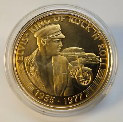  Elvis King Of Rock 'N' Roll  Rare Gold Coin In Plastic Case Brand New! • $15