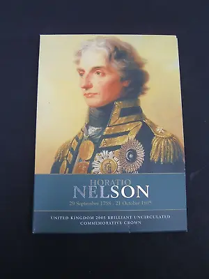 UK GB Elizabeth II. 2005 £5 Pounds Horatio Nelson Bicentenary.  Royal Mint Pack • £12.99