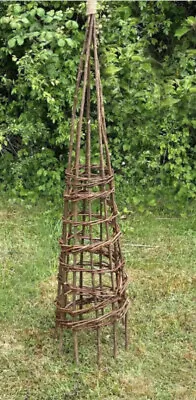 £22 • Buy Rustic Spiral Willow Garden Obelisk 1.2m Climbing Plant Support Trellis New
