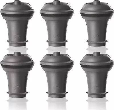 Vacu Vin Vacuum Wine Stoppers Set Of  6 Grey For Wine Bottles - Keep Wine Fresh • $12.74