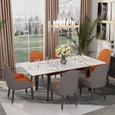 63'' Extra Large Dining Table Extendable High Gloss Marble Kitchen Dinette Table • $449.90