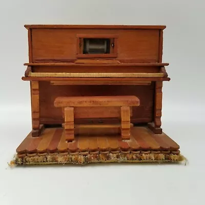 70s Vintage Dollhouse Miniature Piano Wooden Piano Music Box • $27.99