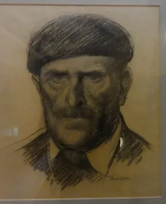 Dawn Cookson Charcoal Drawing Portrait Of A Man Italian Peasant Framed Signed • £110