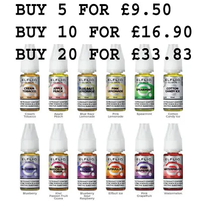 Elf LIQ Nic Salt | 10ml E-Liquid Elf Bar Nic Salt ELiquid Juice - 10mg 20mg • £1.98