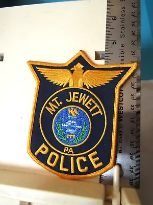 Mt. Jewett Police PA Pennsylvania Patch NOS 4.7  Tall Navy Blue Gold McKean Co • $9.49