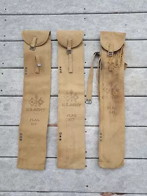 ORIGINAL WWI WW1 US ARMY M1918 SIGNAL CORPS FLAG KIT CARRY BAG 3 Total  • $29.99