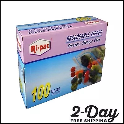 2 Gallon Size 13x16 Zip Lock Reclosable Freezer Storage Bags Zipper 100 Pieces • $30.37