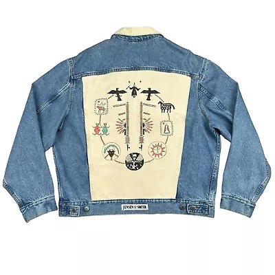 Jensen Smith Vintage Jean Jacket Men XL Denim Native American Art Cowboy Western • $89.95