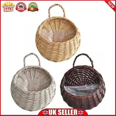 £7.09 • Buy Wall Mount Wicker Flower Pot Hanging Woven Rattan Vase Basket Garden Decor