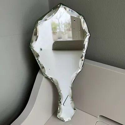 Vintage Frameless Hand Mirror French Antique Old Original Cut Bevelled Foxed • $88.43