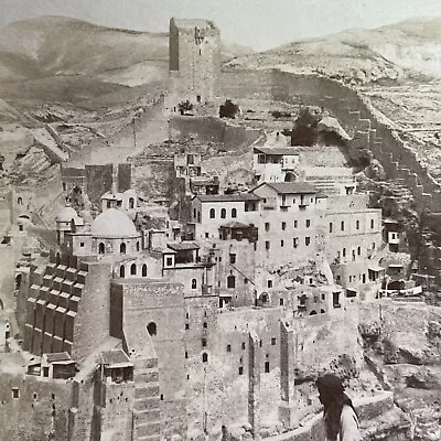 Antique 1900 The Covenant Of Mar Saba Israel Palesti Stereoview Photo Card P1334 • $24.99