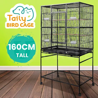 Taily 160cm Large Bird Cage Stand-Alone Aviary Budgie Perch Castor Cages Wheels • $170.99