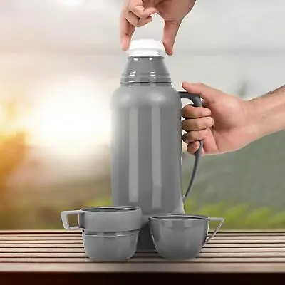 £14.99 • Buy 1.8L Thermal Flask Glass Lined Bottle With Cups Coffee Iced Tea Water Thermos