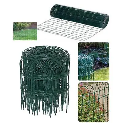 10m Garden Green PVC Coated Border Steel Wire Mesh Fence Fencing Strong Decor • £18.99