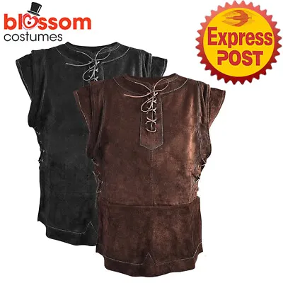 N481 Men Medieval Vest Renaissance Costume Top Nobleman Viking Aristocrat Knight • $18.82