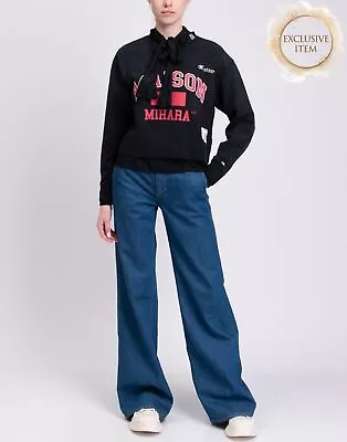 RRP€530 MAISON MIHARA YASUHIRO Sweatshirt One Size Dirty Look Distressed Logo • $2.49