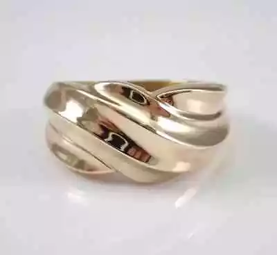 Vintage Wide Right Hand Estate Band Unique Crossover Ring 14K Yellow Gold Plated • $131.19