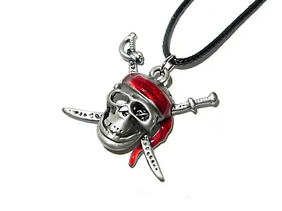 Pirates Of The Carribean Jack Sparrow Skull Crossed Swords Pendant Necklace • £11.67