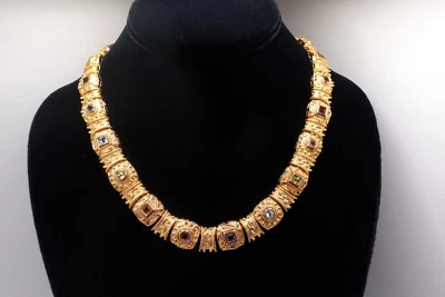 £160.22 • Buy Gold Plated Sterling Silver Multicolor Natural Gemstone Chain 18  Necklace