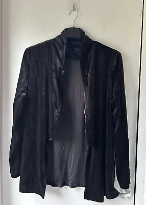 Women’s Black Open Swing Blazer Velvet Jacket Smart Size L • £9.99
