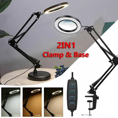 $28.99 • Buy Magnifier LED Lamp 5X Magnifying Glass Desk Top Table Reading Light + Clamp Base