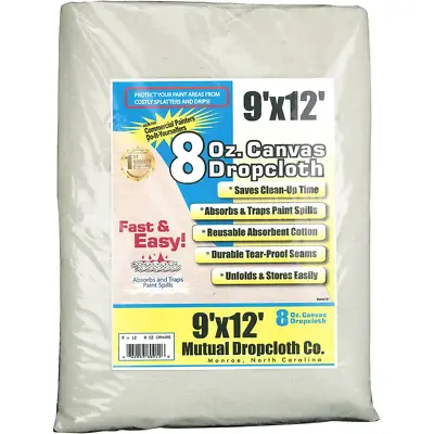 $29.33 • Buy NEW Natural Canvas Heavy Drop Cloth 9 Ft.X12 Ft 8 Oz Painting Basement Splatters
