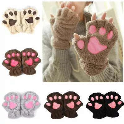 $30 • Buy Winter Lovely Women Bear Cat Claw Paw Mitten Plush Gloves Short Finger Female