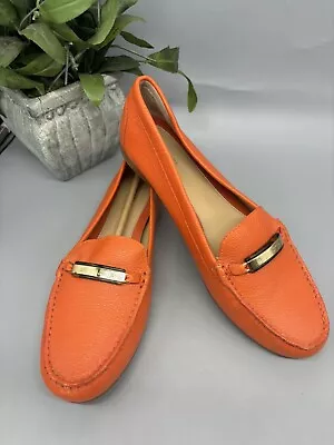 Women’s Michael Kors Leather Slip On Loafers (Orange) Sz 10M New • $49.99